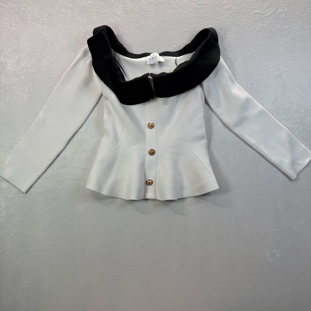 Mable White Jacket with Black Trim
